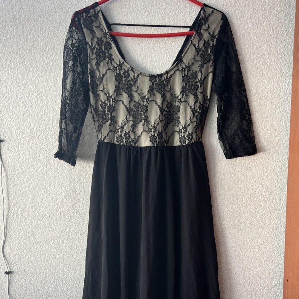 Hot Topic Beautiful Mesh Black Lace High Low Party Dress Size Medium
